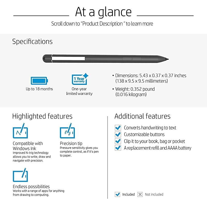 HP Envy x360 Convertible Laptop Stylus Pen HP Pen for Envy x360 13zag0xxx 15cn0xxx 15cp0 15bp0xx Pavilion x360 11ad0xx 14ba0xx 15br0xx Spectre x360 13ac0xx 15blxxx