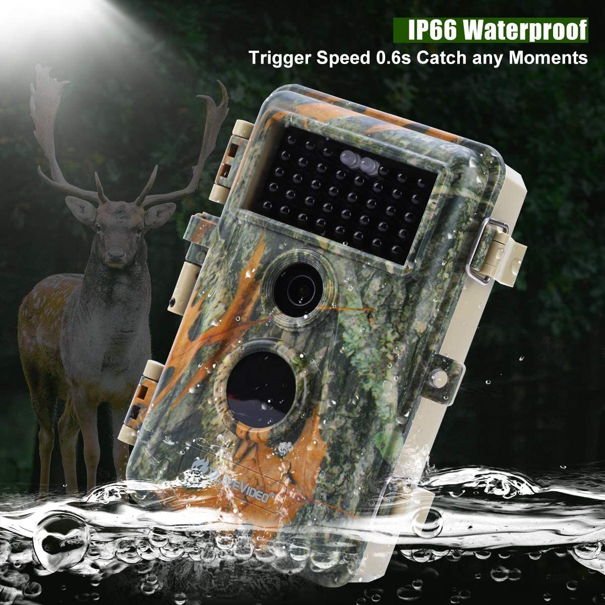 4-Pack Game & Deer Trail Cameras 20MP 1080P HD H.264 Video for Hunting Wildlife and Home Security No Glow Night Vision Time Lapse Motion Activated Waterproof & Password Protected, Photo & Video Model