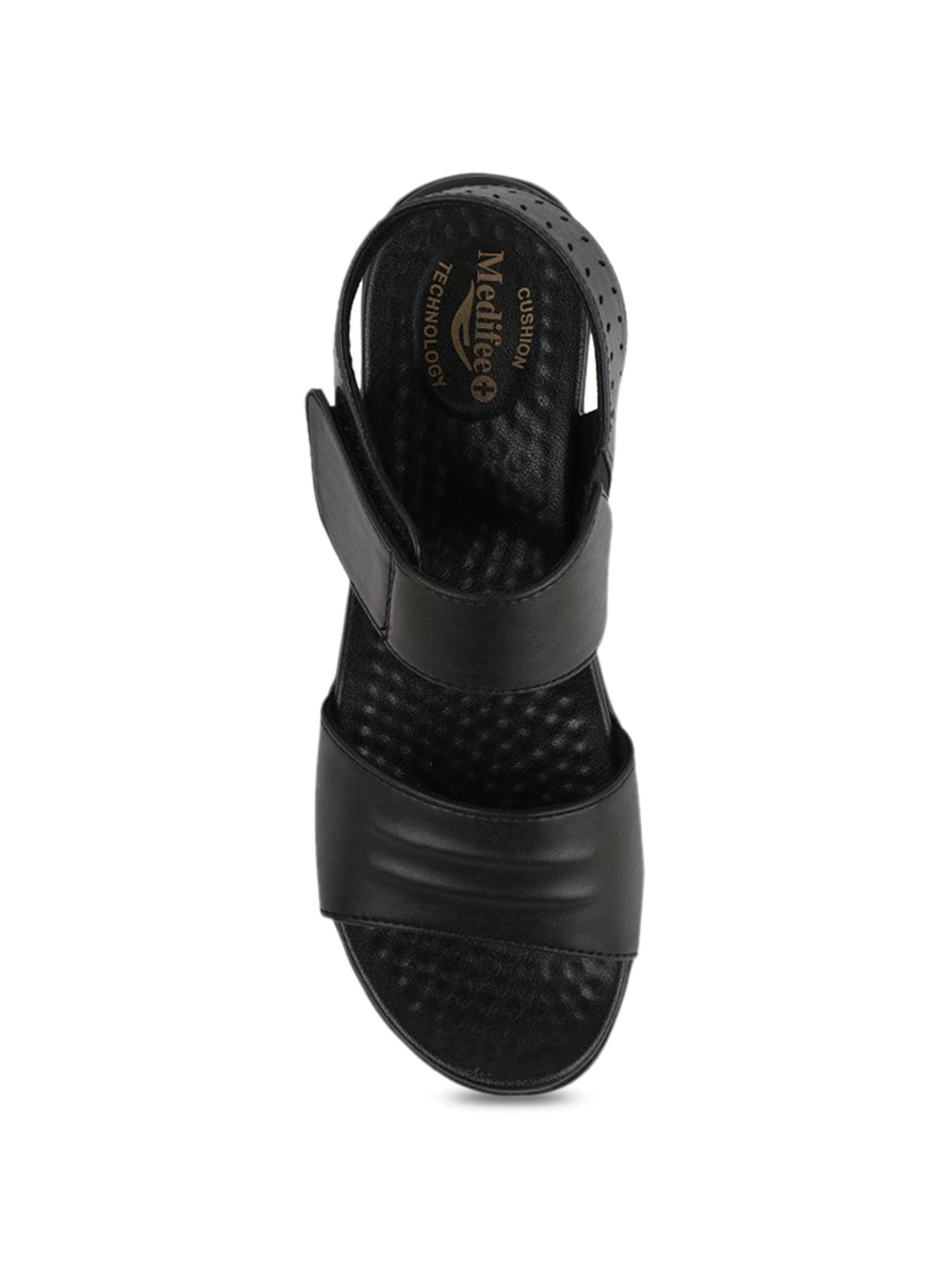 MediFeet Women's Black Ankle Strap Wedges