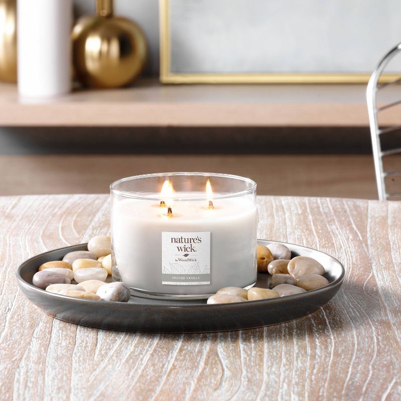 18oz Lidded Glass Jar Crackling Wooden 3-Wick Smoked Vanilla Candle - Nature's Wick