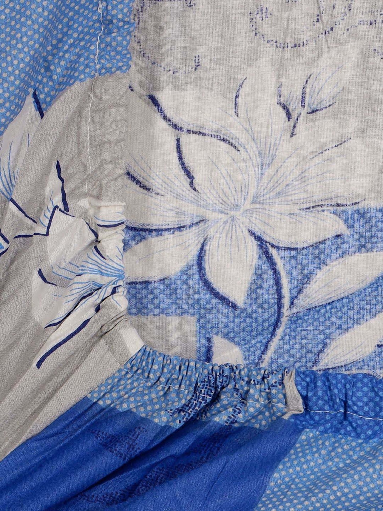 Klotthe Blue 400 TC Cotton Single Elastic Book Fold Bedsheet with Pillow Cover