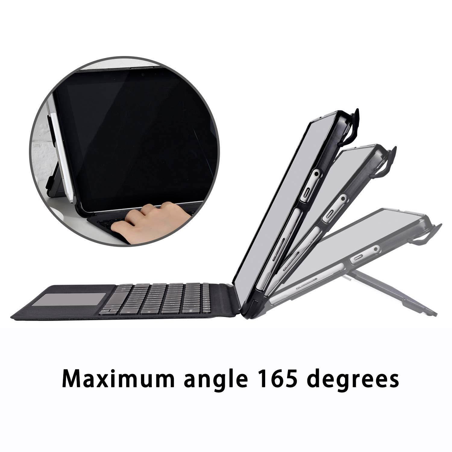 Surface Pro 6 Case,Microsoft Surface Pro 6 Case, Surface Pro Keyboard CaseMultiple Angle Viewing Business Cover for Microsoft Surface Pro 6/pro 5(2017)/pro 4 with Pen Holder and Type Cover Strap,Black