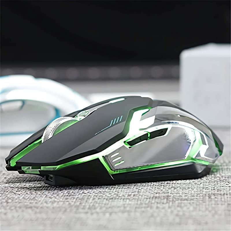 C9s (Updated Version) Wireless Gaming Mouse, Rechargeable Silent Click Mice with Nano Receiver, Changing Breathing Backlit, 3 Adjustable DPI Up to 2400 for Laptop, PC, MacBook (C9s Black)