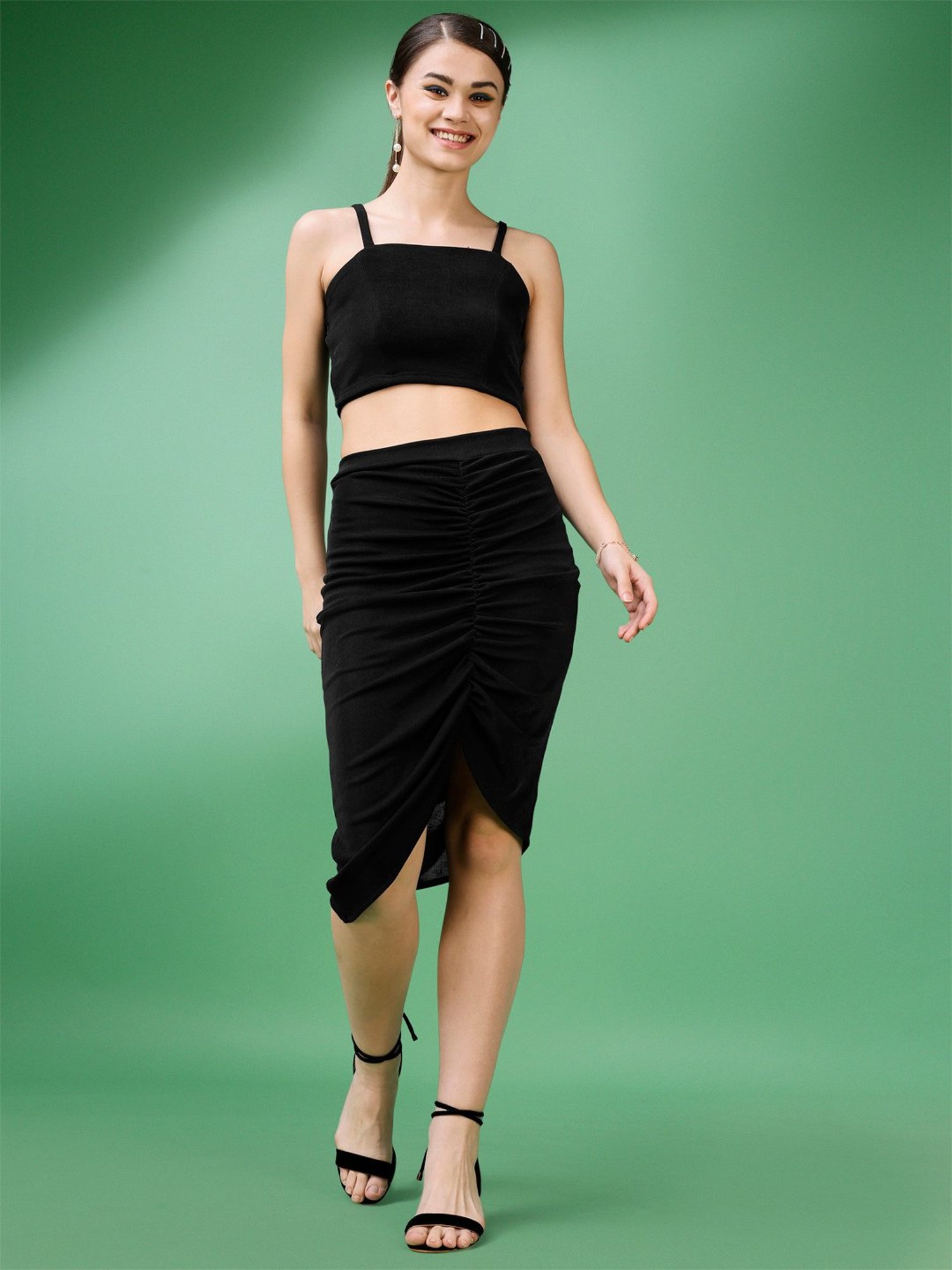 PURVAJA Black Midi Co-Ord Set