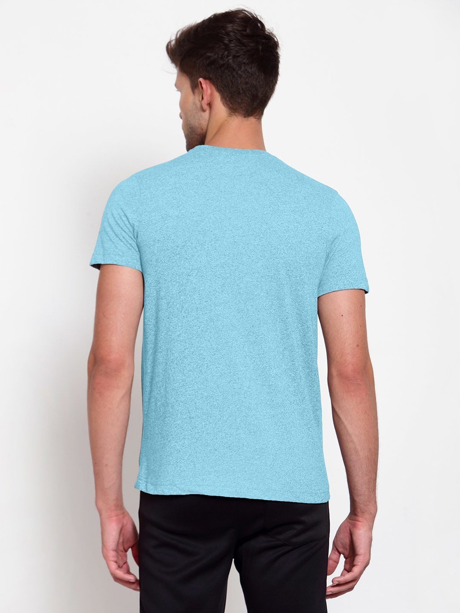 Sporto Aqua Blue Regular Fit Printed Sports T-Shirt