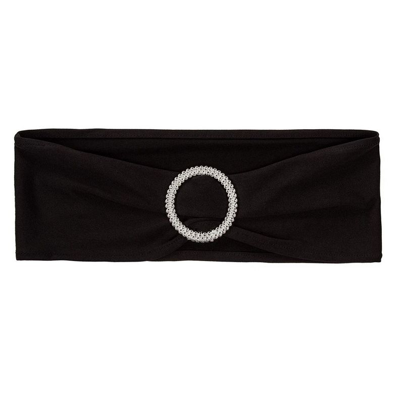 Juvale 50-Pack Black Chair Sashes with Silver Buckle Fits 14-18 inch Wedding Dining Chairs