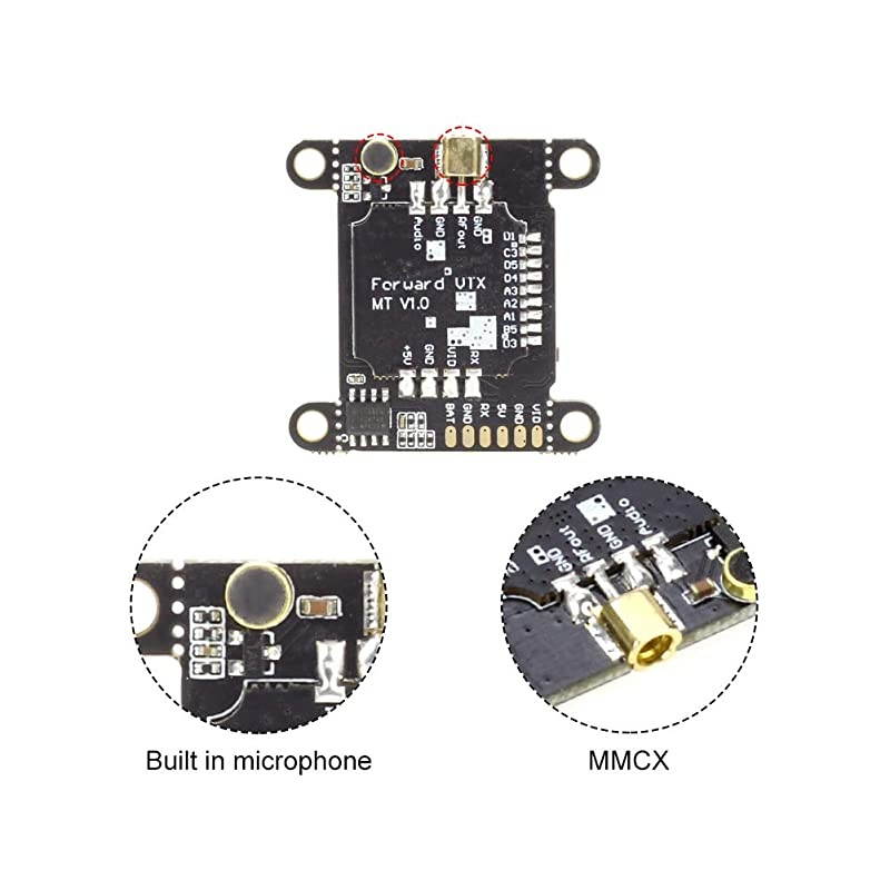MT VTX FPV Video Transmitter 30x30 M3 800mW Built-in Microphone Switchable VTX via Betaflight Flight Controller DIY for Racing Drone RC Drones Quadcopter Toothpick (SMA)