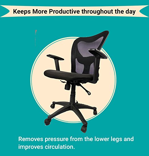 Chelsea Adjustable Height Ergonomic Office Chair for Computer Desk with, Lumbar Support, Breathable Comfortable Fabric, Ventilated Mesh Back - BLACK COLOR