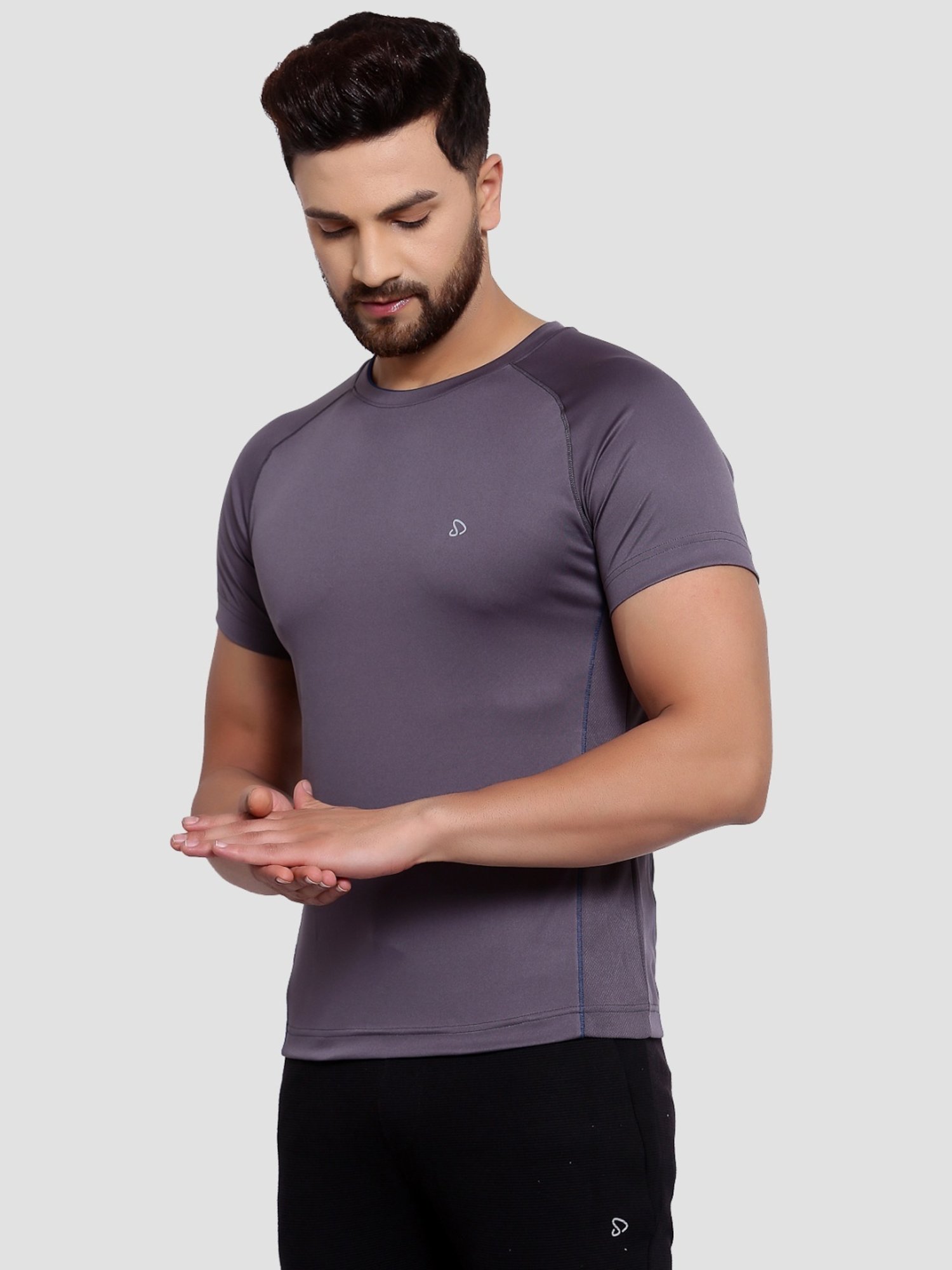 Sporto Charcoal Regular Fit Sports T-Shirt