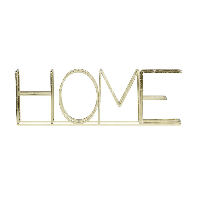"Home" Metal Cutout Free Standing Table Top Sign Gold - Lavish Home