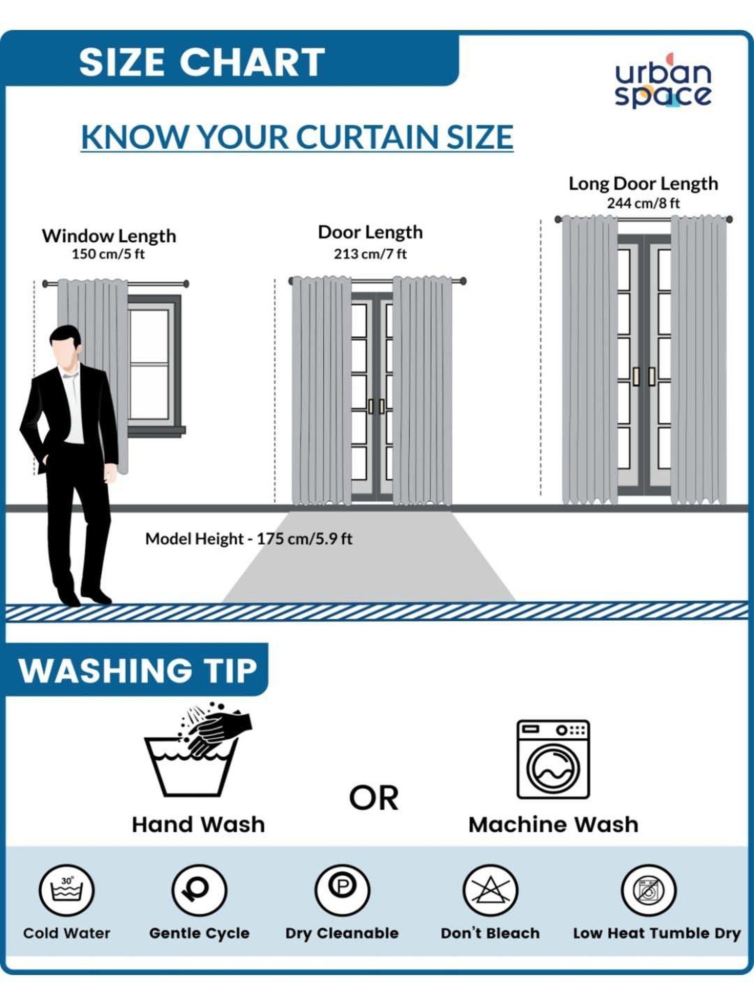 Urban Space Vintage Braid Indigo Cotton Embroidered Door Curtain