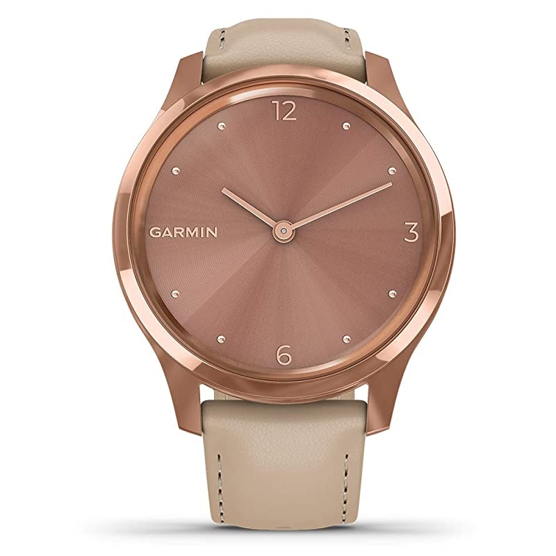 Garmin vivomove Luxe (Light Sand/18K Rose Gold) Power Bundle | +HD Screen Protectors &  Portable Charger | Elegant & Sophisticated | Stylish Hybrid Smartwatch