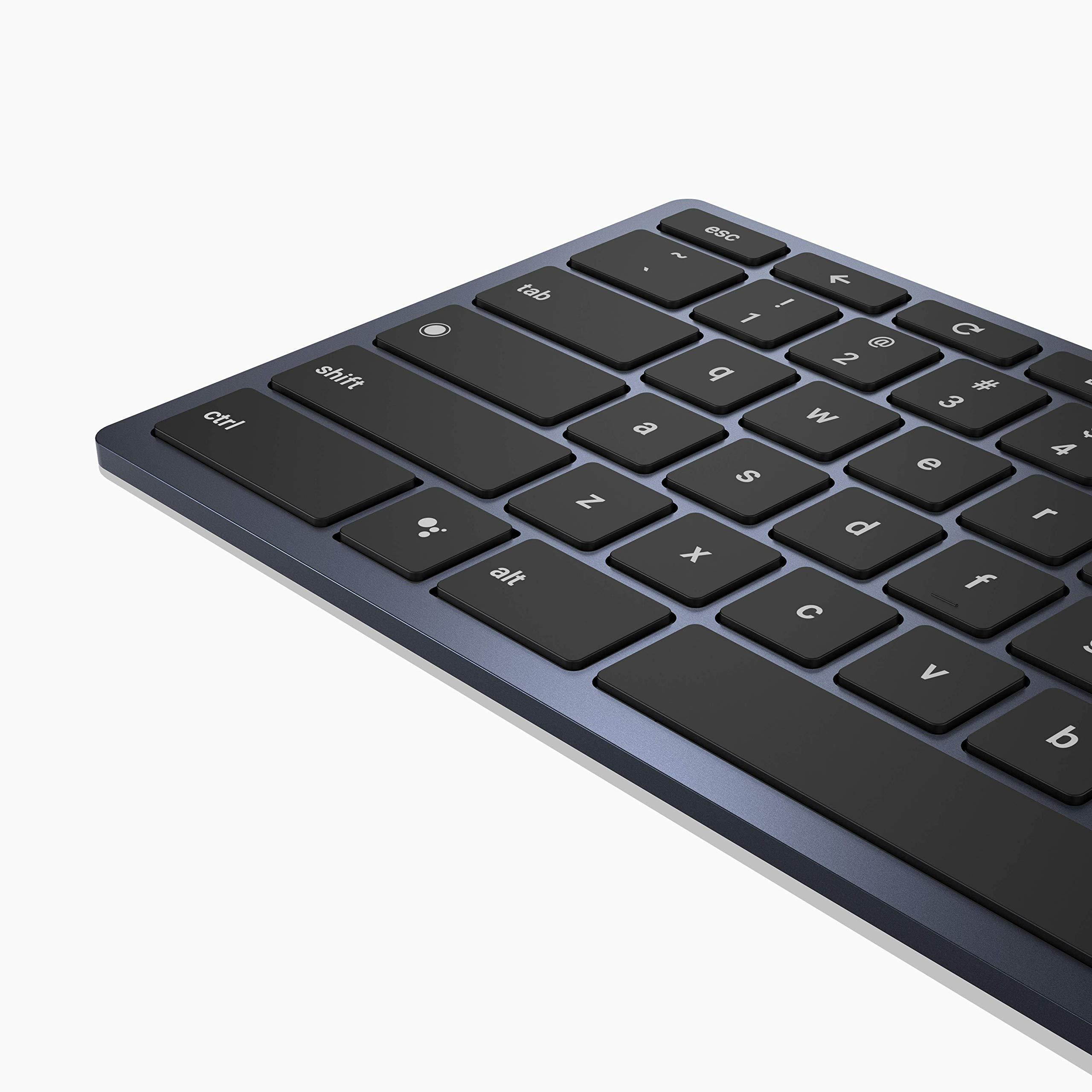 Brydge C-Type Wireless/USB Wired Desktop Keyboard for Chrome OS | Built-In Google Assistant Key & Dedicated Chrome OS Keys | Rechargeable Long Lasting Battery | Dual Connectivity (USB-C + Bluetooth 4.