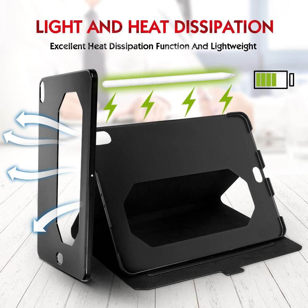 FYY New Apple iPad Pro 12.9 inch 3rd Generation Case 2018 [Support Apple Pencil Charging] Luxury Cowhide Genuine Leather Handcrafted Case Cover with [Auto Sleep-Wake Function] Black