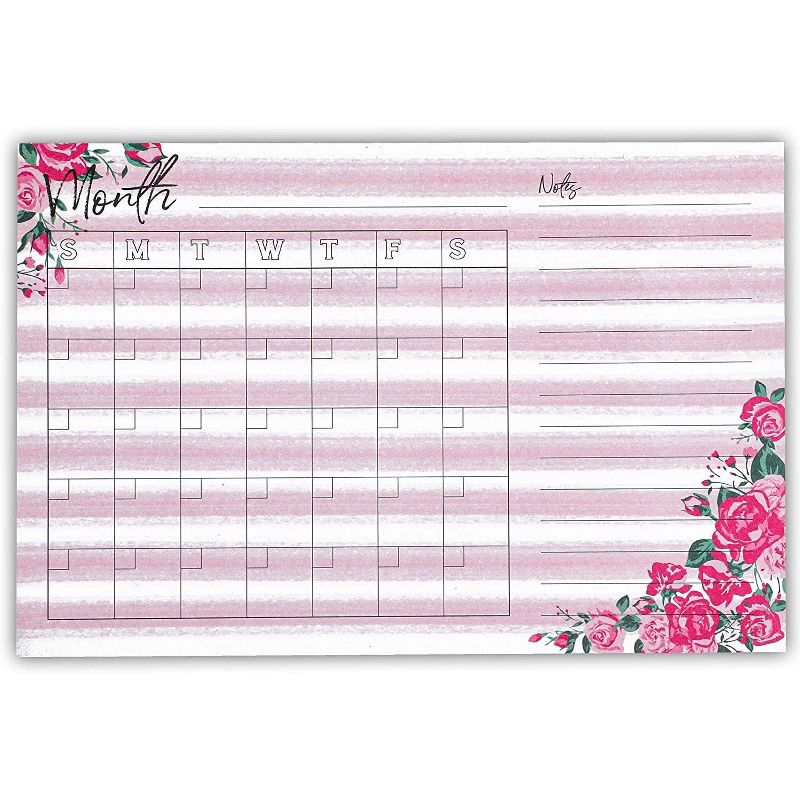 4-Pack Monthly Calendar Sticky Notes for Planner, Folder, Diaries & Organizers, Leaf & Floral, 6x4 inches