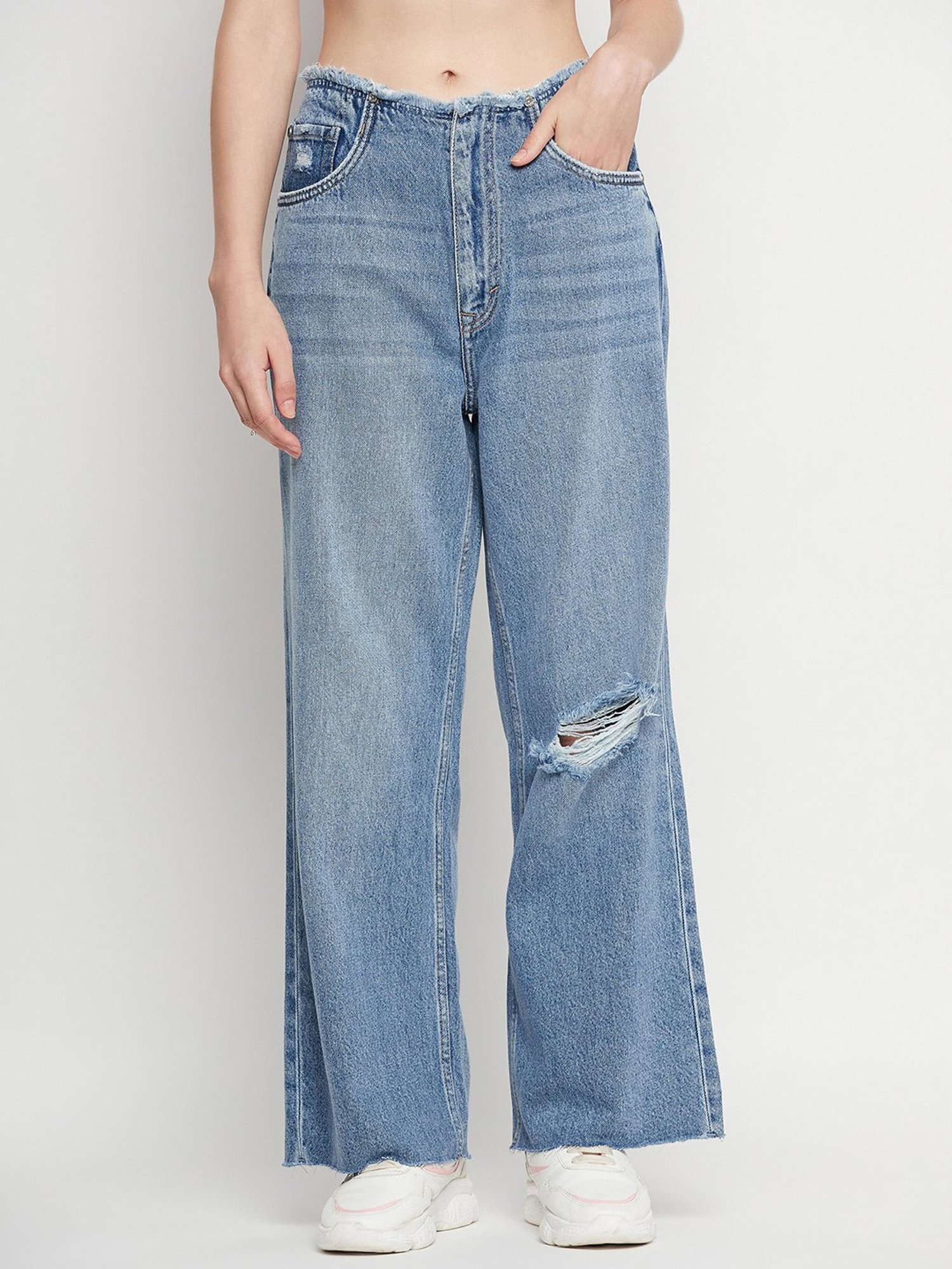 Camla Blue Distressed Mid rise Jeans