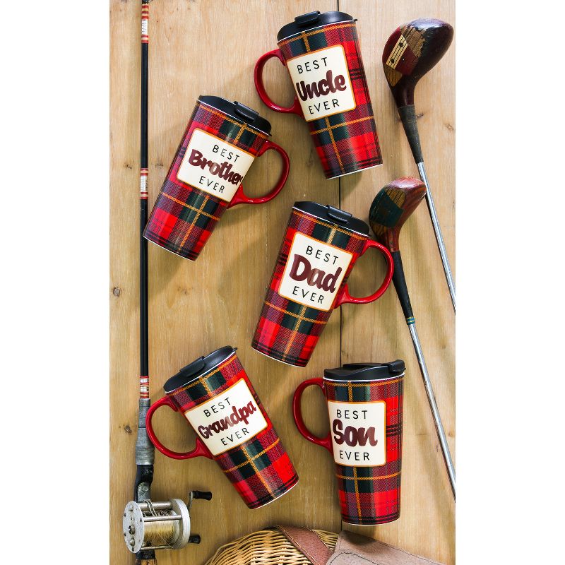 Cypress Home Beautiful Best Dad Ever Ceramic Travel Cup with Matching Box - 4 x 5 x 7 Inches Indoor/Outdoor home goods F