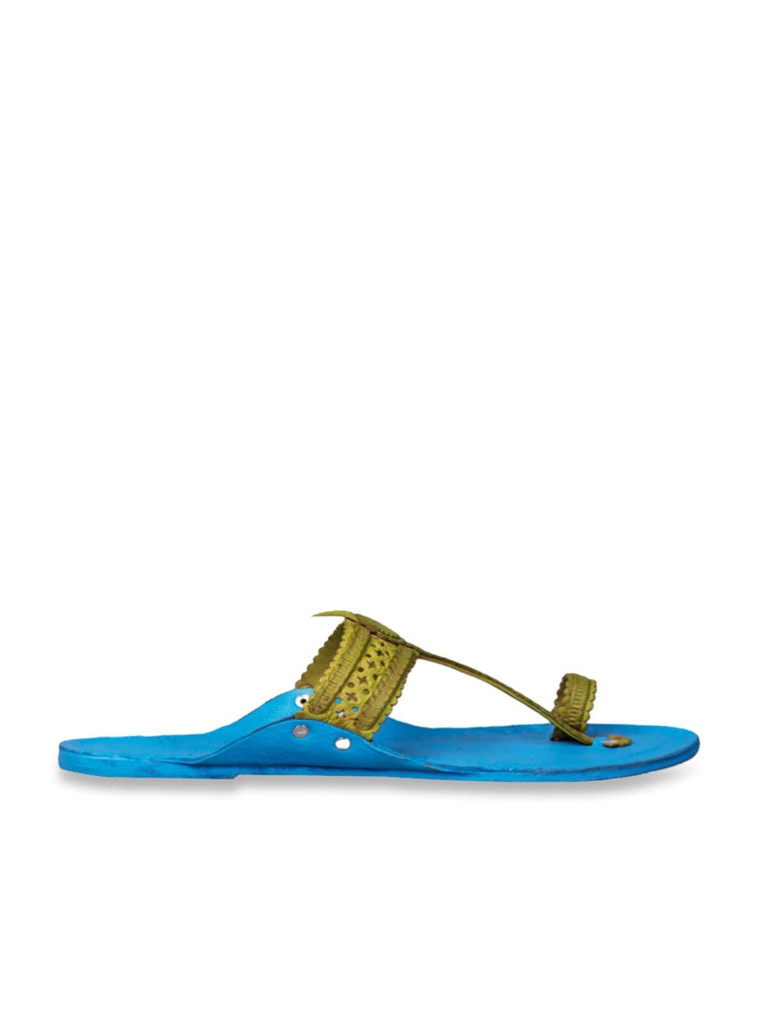 Kalapuri Women's Green Kolhapuri Sandals