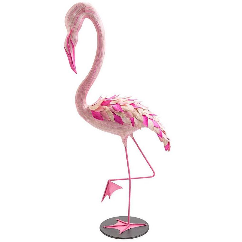 Wind & Weather Laminated Abaca-Fiber Male Flamingo Sculpture