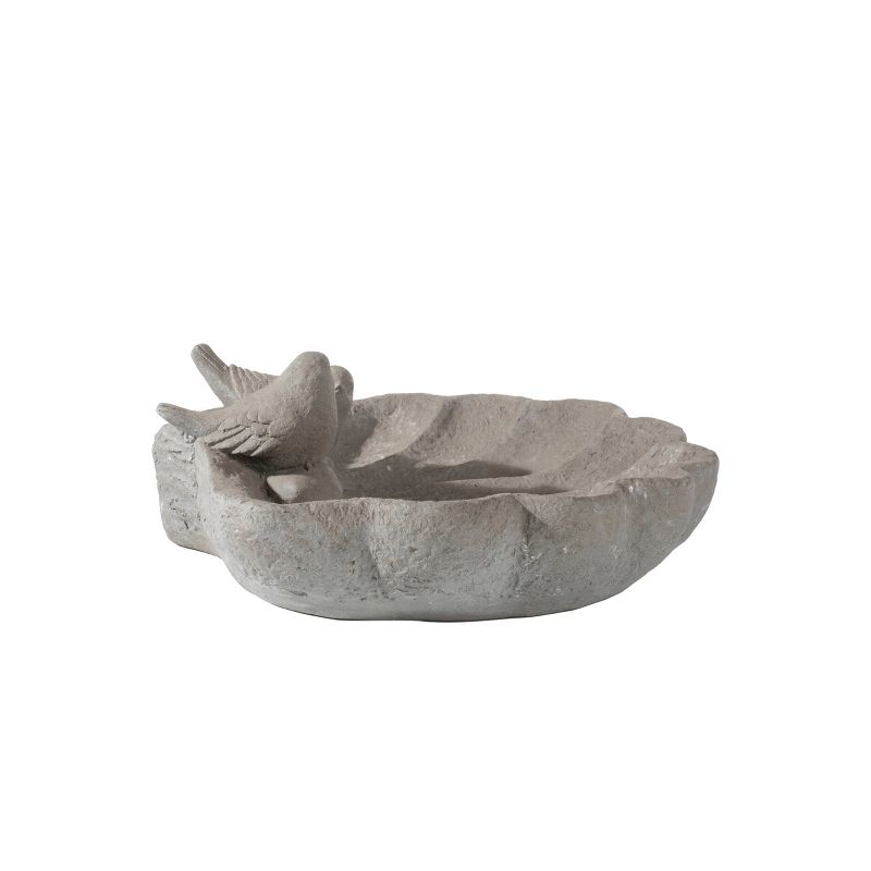 4.75&#34; Resin Outdoor Sparrows on Shell Birdbath Gray - Alfresco Home LLC