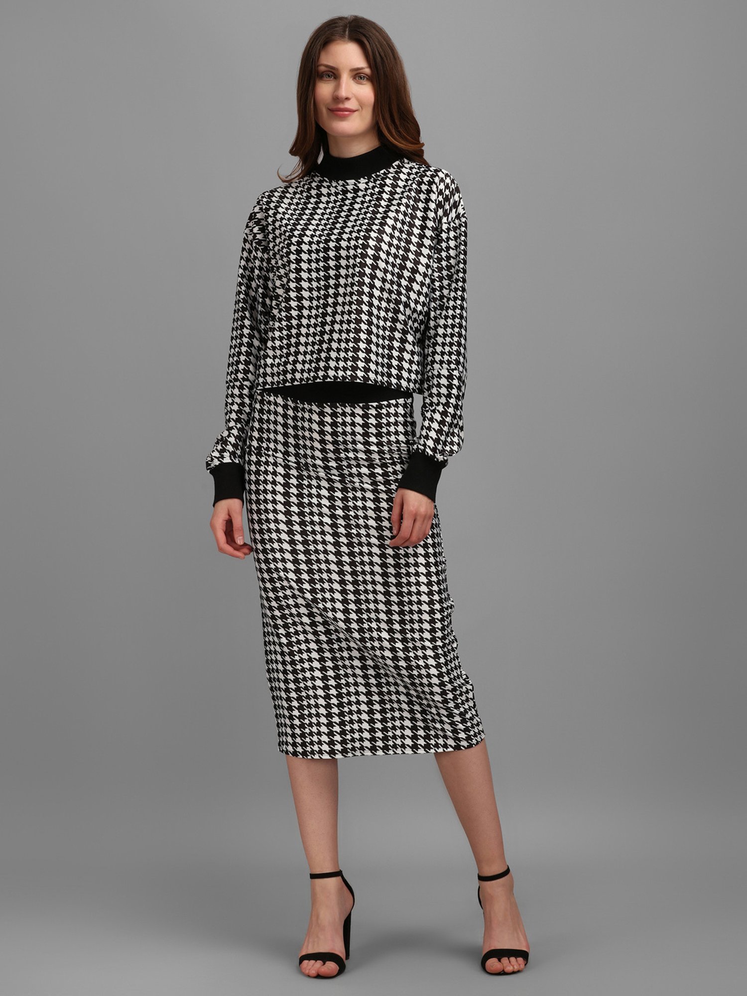 PURVAJA Black Checks Co-Ord Set