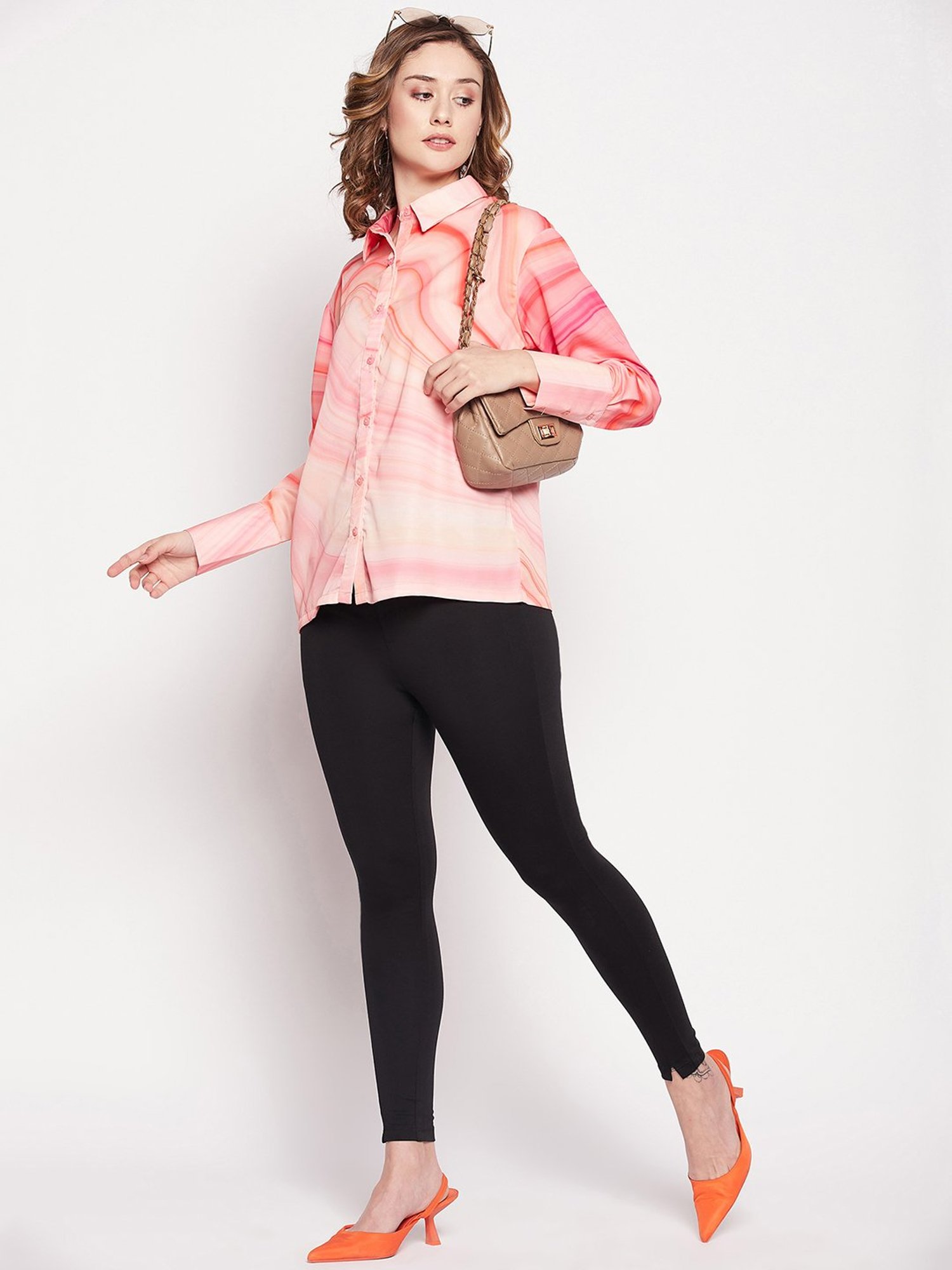 Camla by MADAME Peach Printed Shirt
