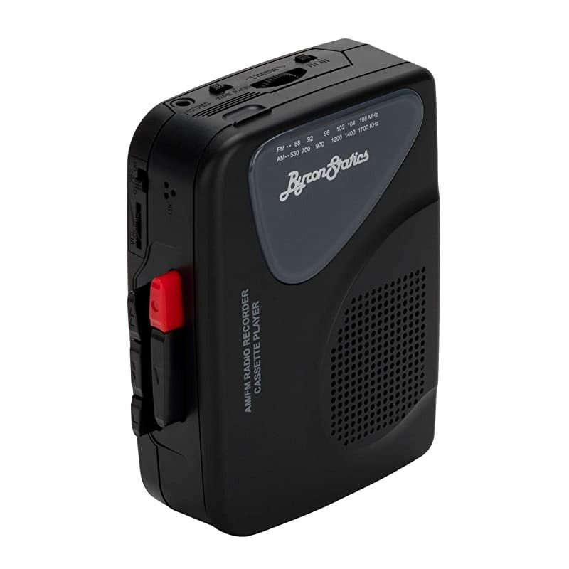 Portable Cassette Players Recorders FM AM Radio Walkman Tape Player Built In Mic External Speakers Manual Record VAS Automatic Stop System 2AA Battery Or USB Power Supply Headphone Black