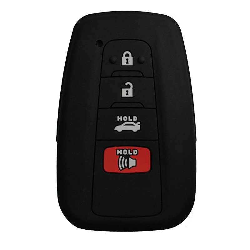 Rubber Smart 4buttons Key Fob Full Cover Remote Case Keyless Protector Jacket for 2018 Toyota Camry CHR Prius HYQ14FBC Black