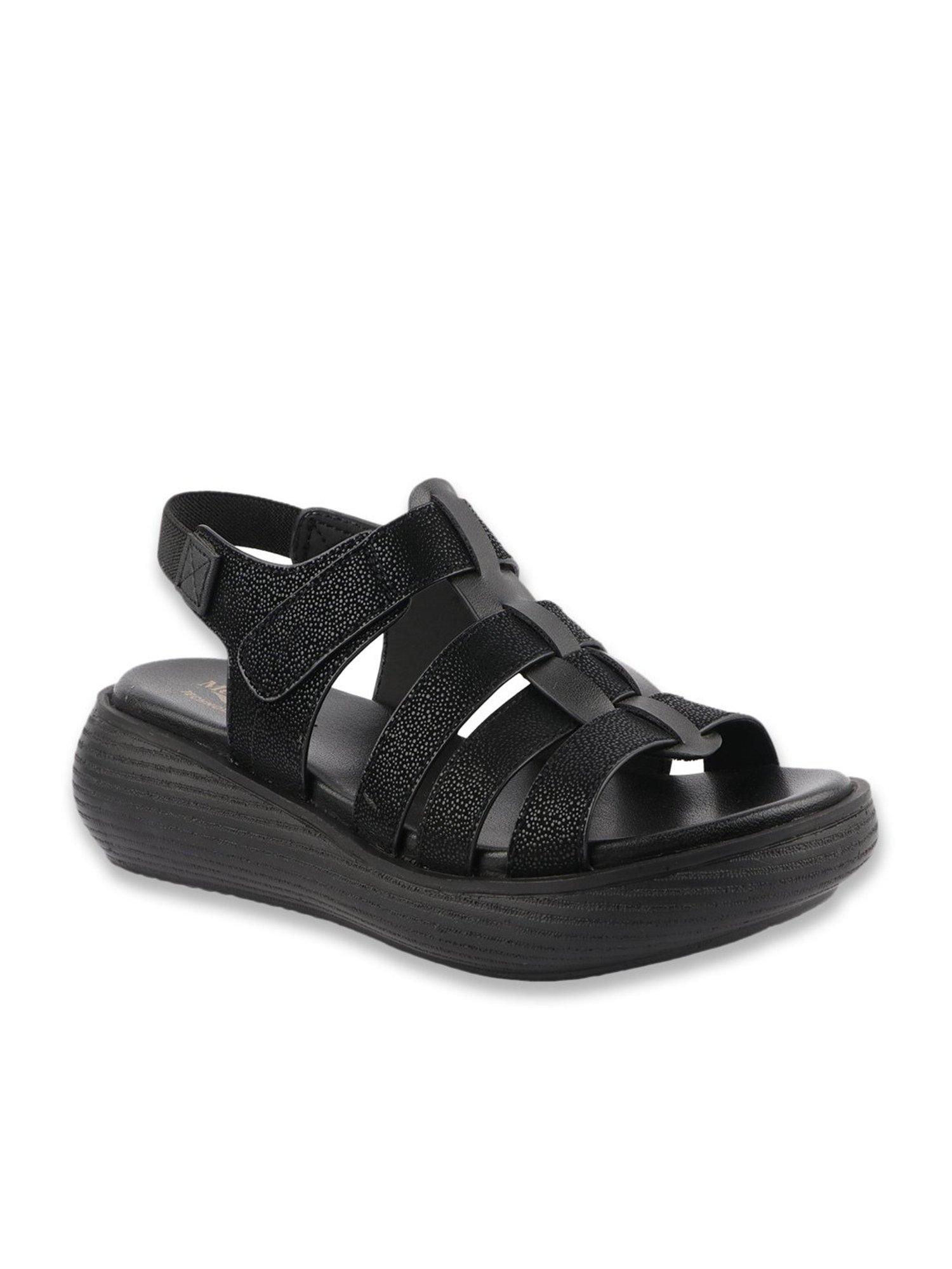 MediFeet Women's Black Ankle Strap Wedges