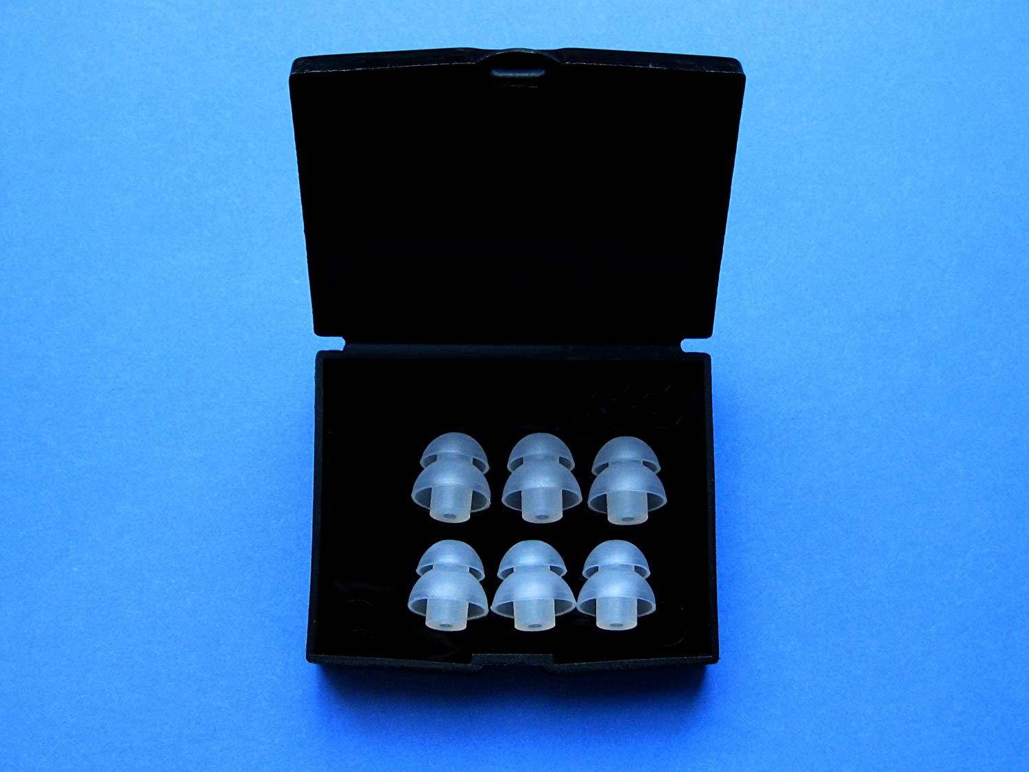 6 Small (S) Clear Double (2 Layer) Flange Earbuds Eartips Set Compatible with Shure SE110, SE115, SE210, SE315, SE420, SE425, SE530 PTH, SE535 in Ear Earphones Headsets