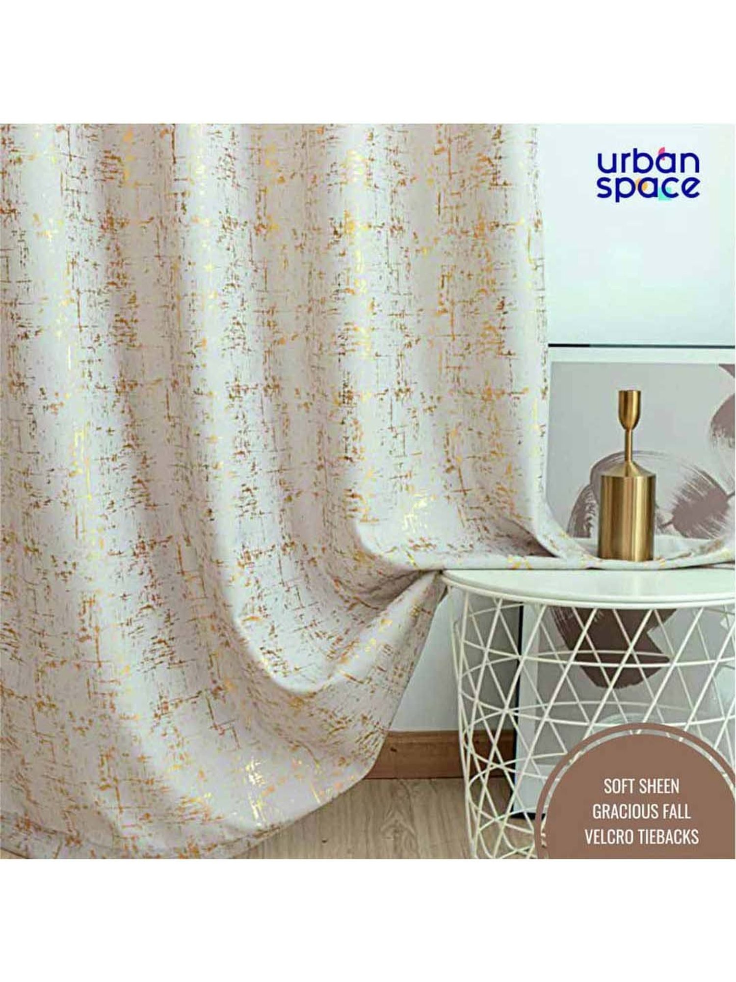 Urban Space Beige Polyester Window Curtain With Tieback & Eyelet