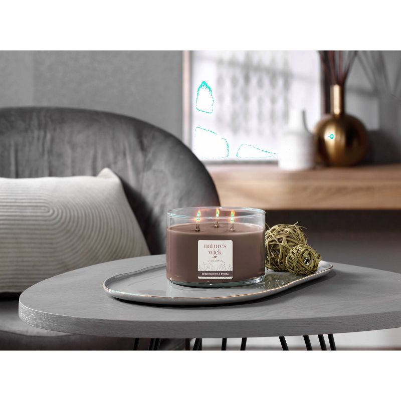 18oz Lidded Glass Jar Crackling Wooden 3-Wick Cedarwood and Smoke Candle - Nature's Wick