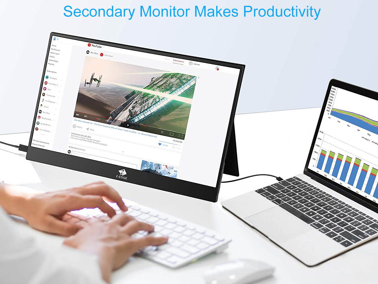 Z-EDGE Ultra1 15.6" 1080P Full HD IPS Portable Monitor, 8ms 60Hz, 178&deg; View Angle, LED Backlight, HDR, with TypeC HDMI Port, Built-in Speakers, Secondary Display for Mac/Phone/Laptop/Nintendo/Xbox/PS4