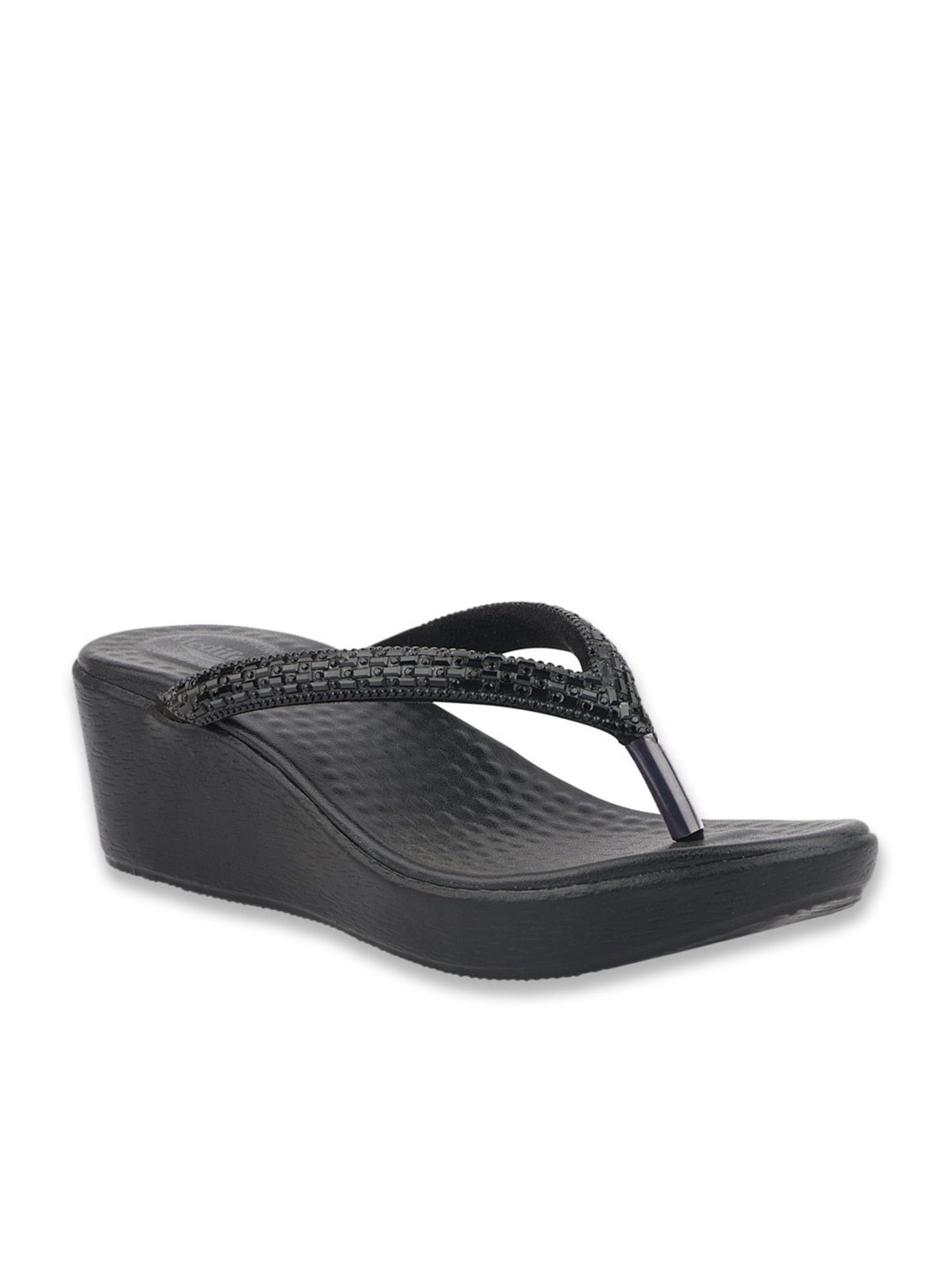 MediFeet Women's Black Thong Wedges