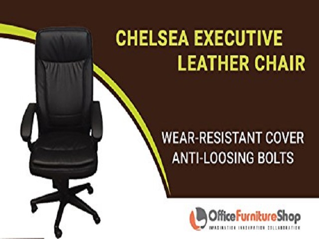 Chelsea Executive Office Task Chair in PU Leather with Adjustable Height Seat, Highly Resilient Foam, Padded Armrests, Adjustable Headrest & Spacious Backrest, 360 Degree Perfect Swivel - BLACK COLOR