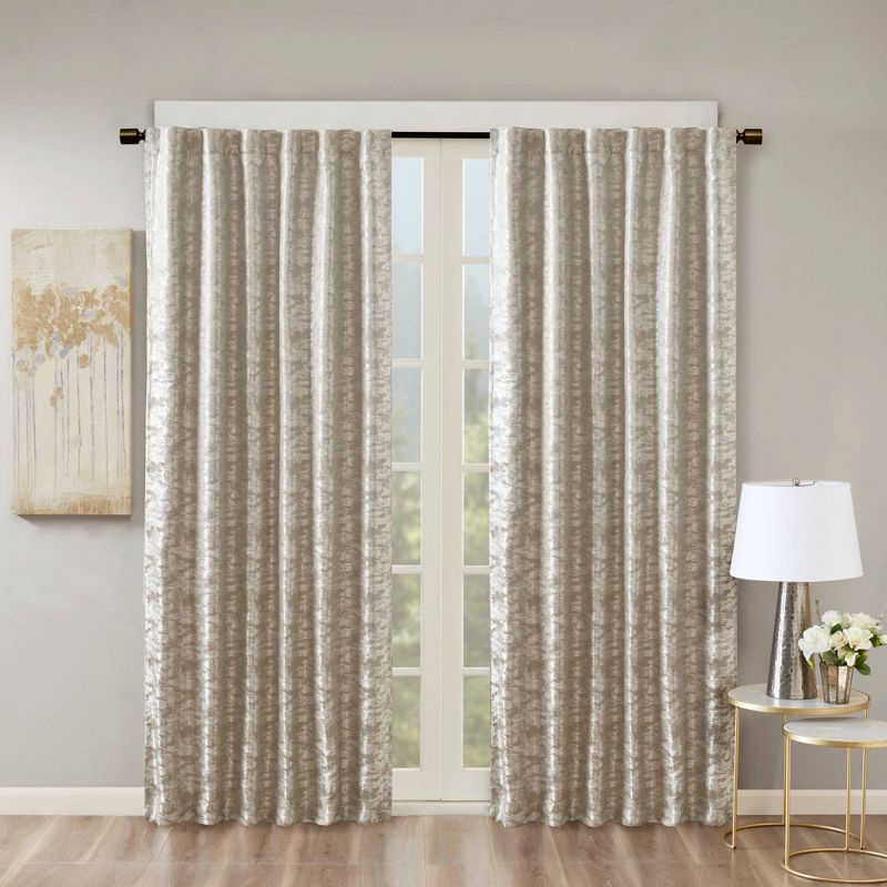 95"x50" Aurora Jacquard Blackout Curtain Panel Gray/Silver