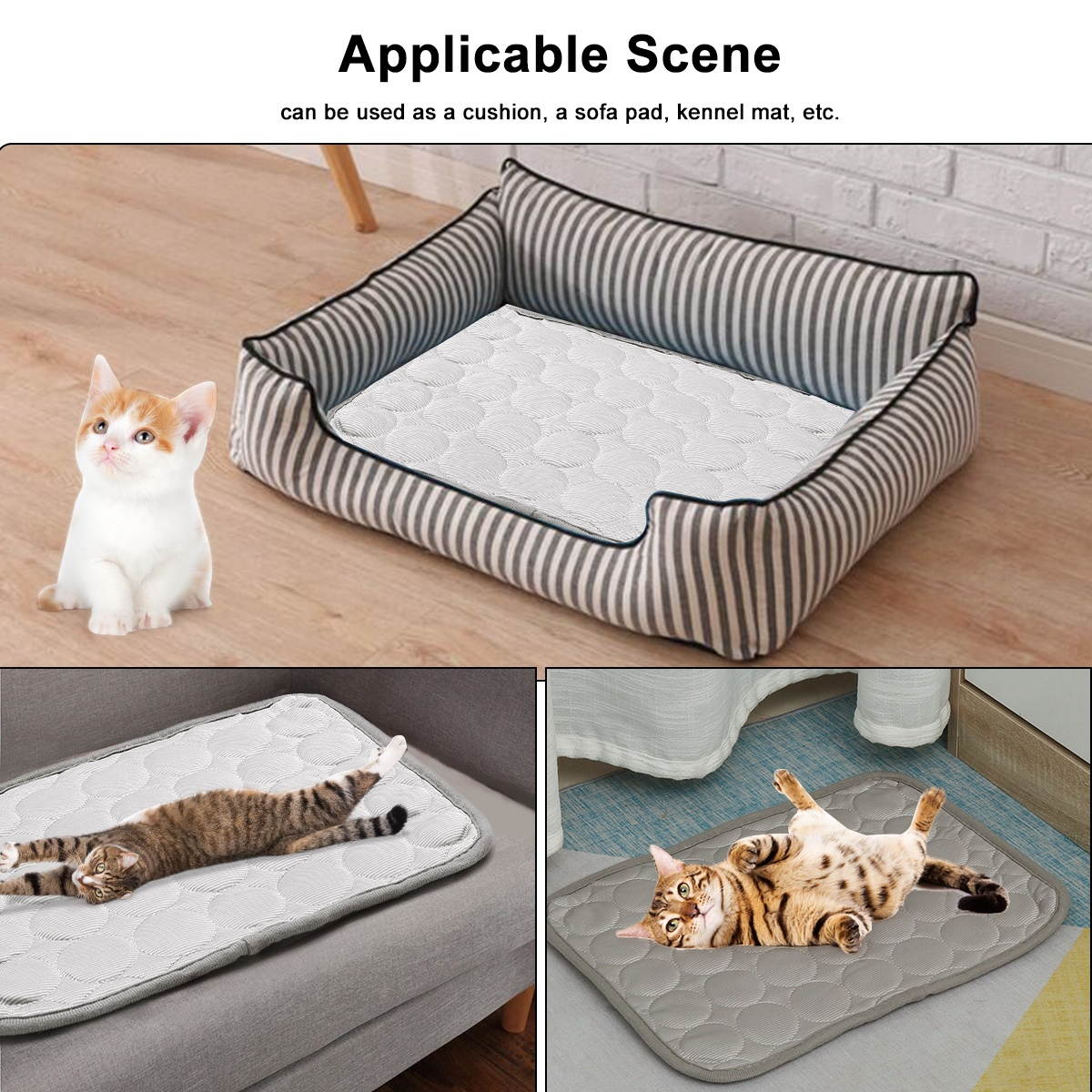 Pet Pad Summer Cooling Pad Mat Dog Beds Mats Pet Ice Pad Cool Cold Silk Floor Bed-70*55