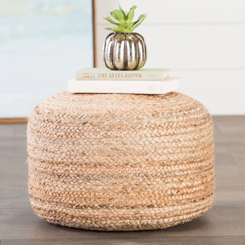 Soft Taupe/Tan Saba Pouf - Jaipur