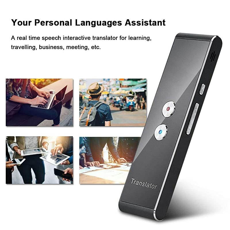 Voice Translator Portable Intelligent Two-Way Real time Speech Translator Bluetooth 2.4G Interpreter Support 30+ Languages Translation, for Learning Travelling Business and Meeting (Gold)
