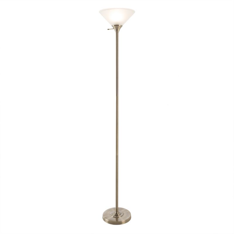 Torchiere Floor Lamp with Sturdy Metal Base and Frosted Glass Shade (Includes LED Light Bulb) Bronze - Lavish Home