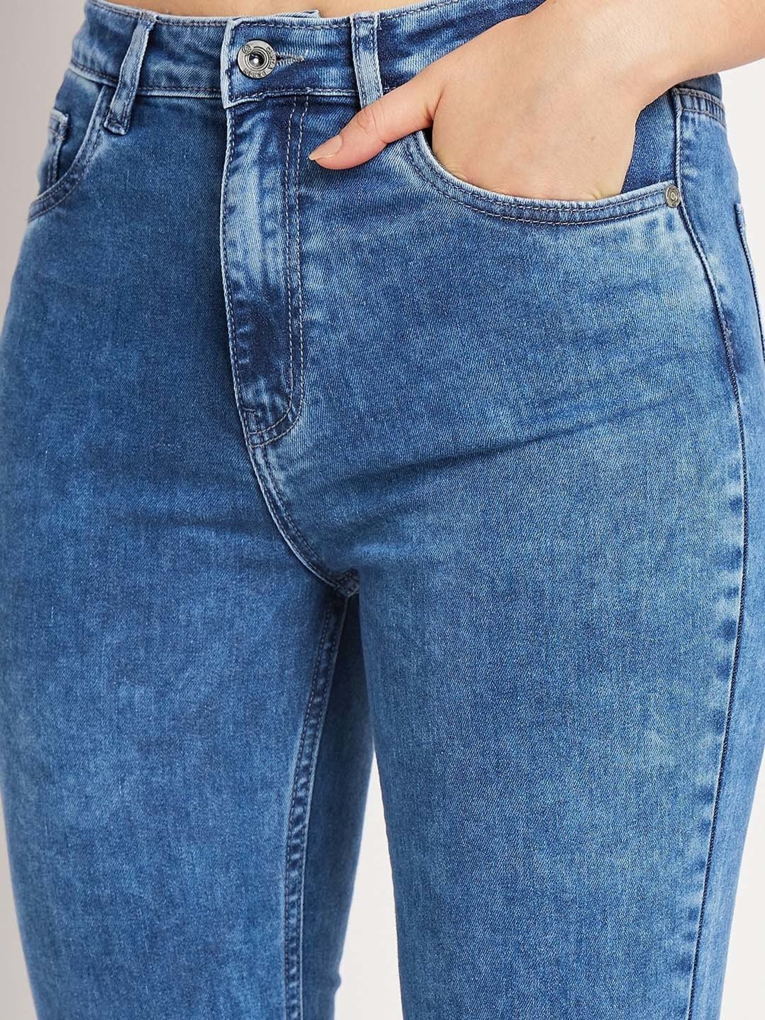 Camla Indigo Blue Cotton Mid Rise Jeans
