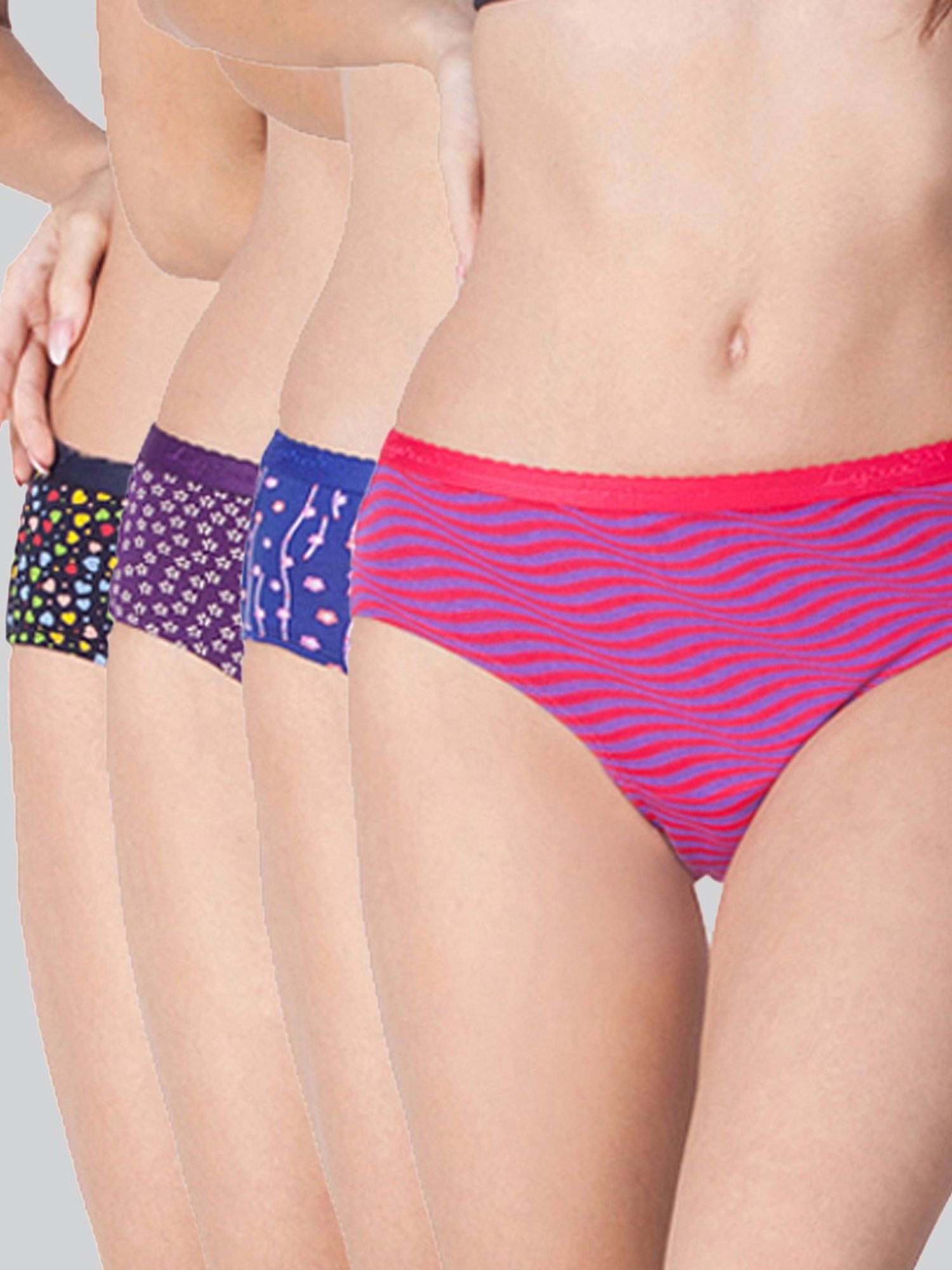 Lyra Assorted Color Cotton Printed Hipster Panties - Pack Of 4