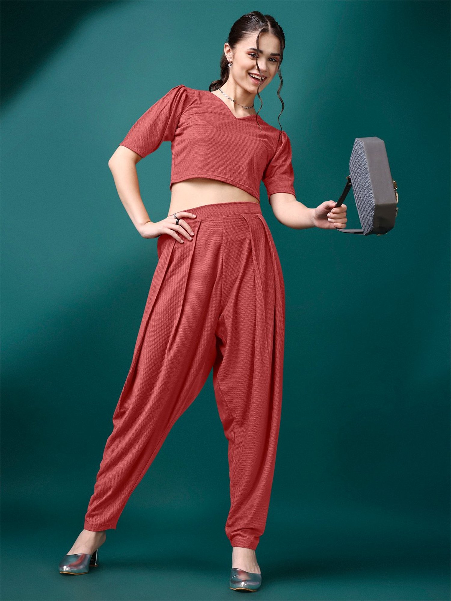 PURVAJA Rust Maxi Co-Ord Set