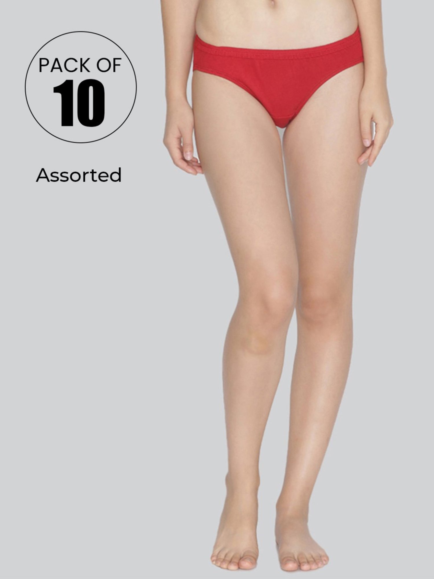 Lyra Assorted Color Cotton Bikini Panties - Pack Of 10