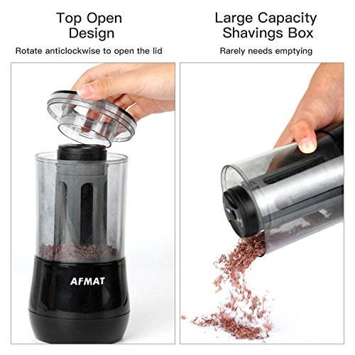 Long Point Pencil Sharpener, AFMAT Electric Pencil Sharpener, Rechargeable Heavy Duty Pencil Sharpener for Artists, Charcoal Pencil Sharpener for 6-8mm Sketching & Drawing Pencils,25mm Super Long Tip