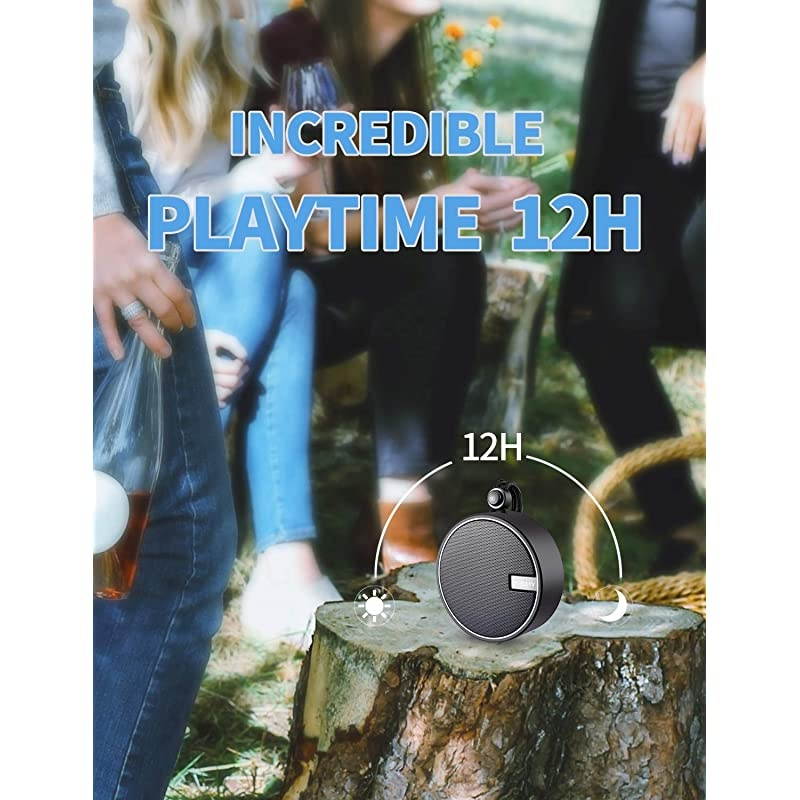 IPX7 Waterproof Shower Bluetooth Speaker Portable Wireless Outdoor Speaker with HD Sound Support TF Card Suction Cup for Home Pool Beach Boating Hiking 12H Playtime