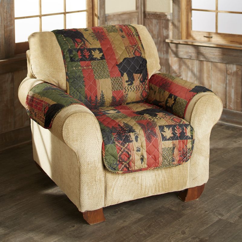 Lakeside Dakota Lodge Chair Cover with Woodland Accents - Diamond Quilt Fabric