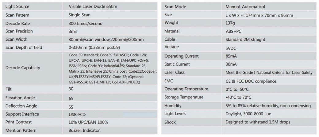 DK-2969 Automatic Sensing Laser  Barcode Scanner with Stand