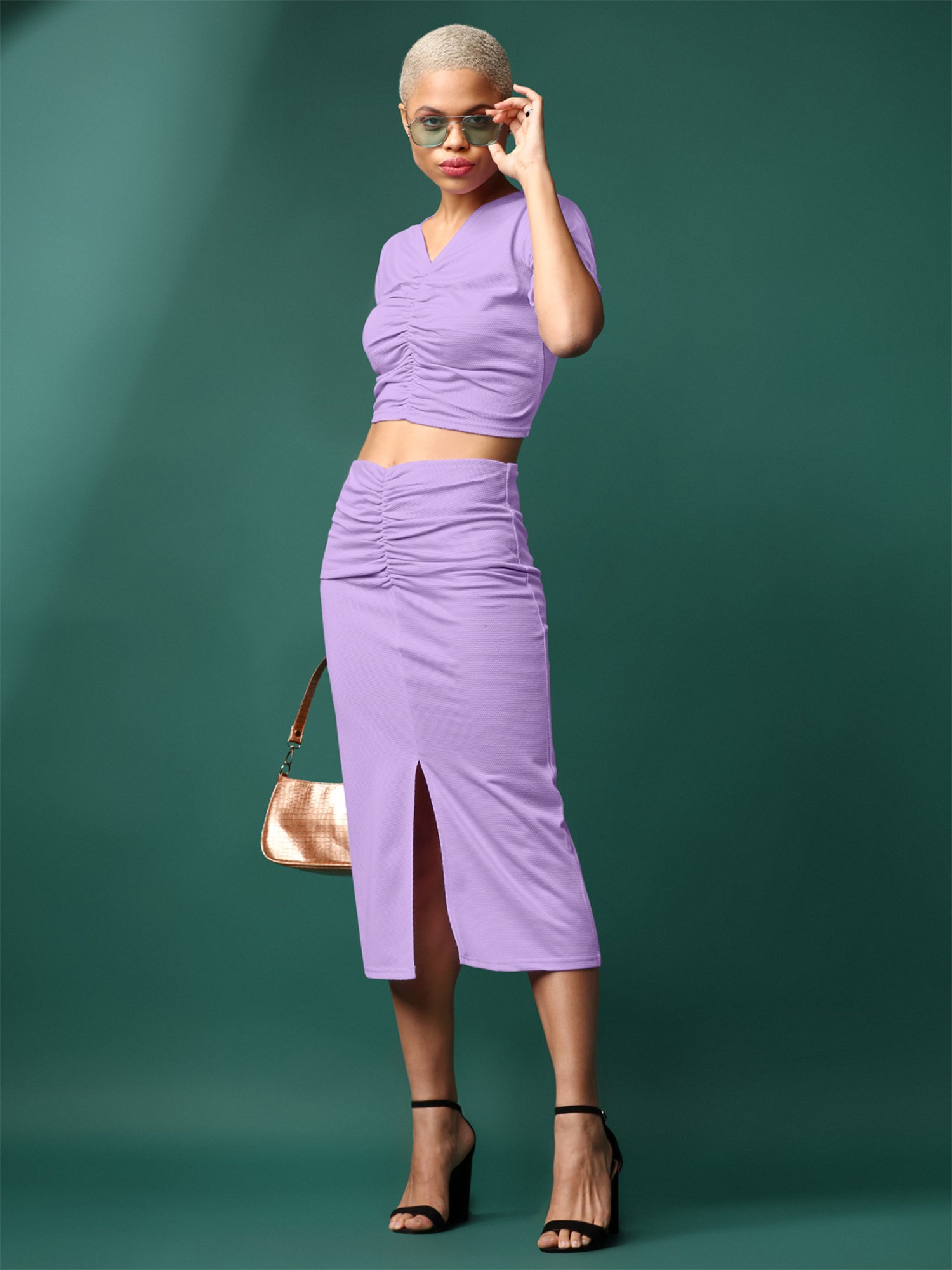 PURVAJA Lavender Midi Co-Ord Set