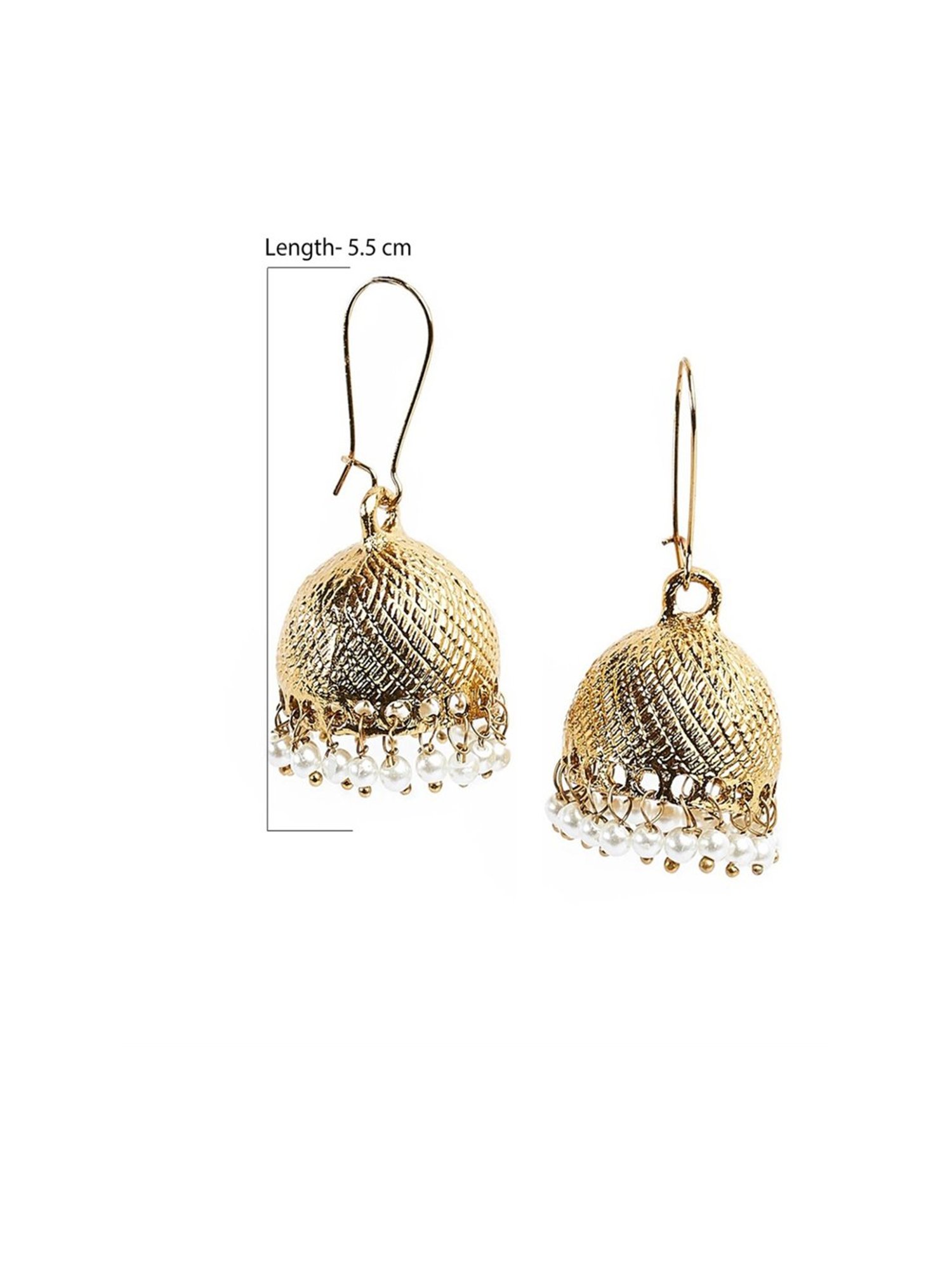 Fida Classic Gold Ethnic Indian Traditional Pearl Jhumki Earrings